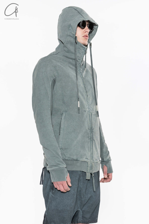 Boris Bidjan Saberi Hooded Zip-Up Sport Jacket ZIPPER4.1 TO00002+F0406C-HZ Seaweed